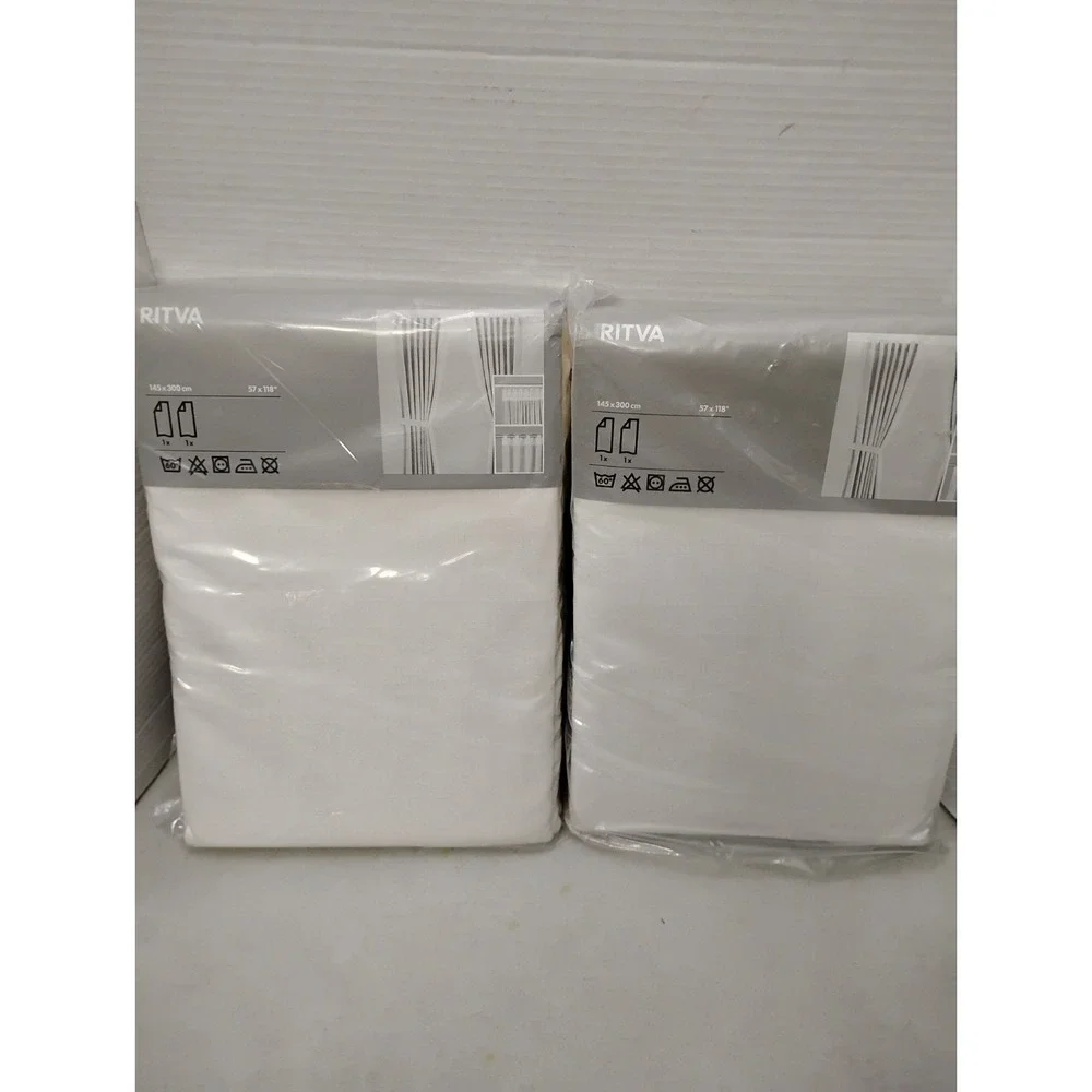 Ikea RITVA Curtains w Tie-Backs 57x118 